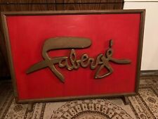 RARE Vtg Wooden Orig. “FABERGE’” Double-sided InStore Mid-Century 37”x27” Sign picture