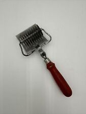 Vintage Red Wood Handle Pasta/Pastry Lattice Roller/Cutter picture