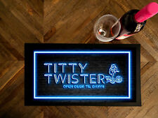 Bar runner Mat - The Titty Twister bar runner Blue Neon effect pubs clubs picture