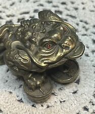 Vintage Small Heavy Brass Money Frog - Lucky Frog picture