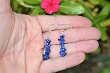 CHARGED Lapis Lazuli Designer Crystal Chip Earrings REIKI Energy ZENERGY GEMS™ picture