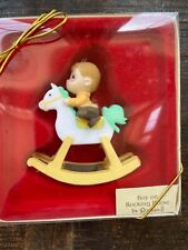 VINTAGE 1985 CHRISTMAS ORNAMENT “BOY ON ROCKING HORSE” by Roman Hong Kong picture