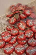 100 Pcs The Original Firemans Brew Beer Bottle Caps Bright Red No Dents Clean picture