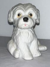 Sweet VINTAGE Ceramic MALTESE PUPPY White Dog HOMCO FIGURINE Original Sticker picture