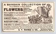 c1880s S.Y. Haines & Co Seed & Flower Garden Minneapolis MN Antique Print Ad picture