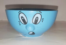 URBAN OUTFITTERS RETAIL STORE BLUE CERAMIC SOUP CEREAL BOWL WITH SURPRISED FACE picture