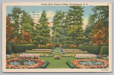 Linen~Poughkeepsie New York~Vassar College Flower Beds~Vintage Postcard picture