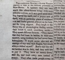 1839 Amistad Mutiny Ship Slaves, Detroit Negro Attempted Wife Murder Newspaper picture
