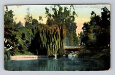 Los Angeles CA-California, Eastlake Park, Lake and Bridge, Vintage Postcard picture