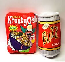 The Simpson’s Krusty The Clown O's Cereal & Buzz Cola Lot (2) Plush Pillow  picture