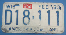 1963 Wisconsin license plate with 1964 date sticker picture