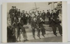 Rppc WW2 Era Military Band Navy Ship Real Photo Postcard O18 picture