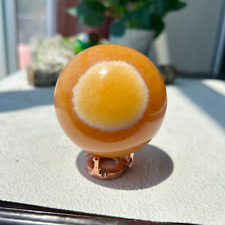 Natural orange calcite energy crystal ball reiki healing home decor 1th 525g71MM picture