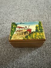 Vintage Artistic COSTA RICA Hand Painted  Wood JEWELRY TRINKET BOX picture