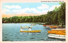 Union City PA Hawthorne Beach Canadohta Lake Crawford County Vtg Postcard E18 picture