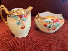 Lovely B R.C. Bavaria Racine Vintage Strawberry Hand Painted Creamer and Sugar picture
