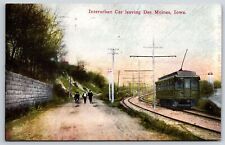 Des Moines Iowa~Interurban Trolley Car~Little Trio of Boys Walking~1917 Postcard picture