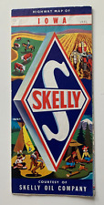 Vintage 1956 Skelly Oil Co Highway Road Map of Iowa color fold-out picture