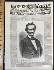 MAY 26 1860 HARPER’S WEEKLY WINSLOW HOMER ENGRAVING OF BRADY ABRAM LINCOLN PHOTO picture
