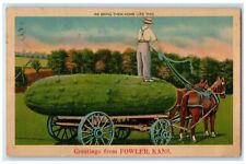 1944 Greetings From We Bring Them Home Like This Fowler Kansas Vintage Postcard picture