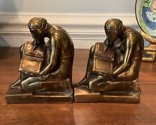 Vintage Pompeian Bronze? or Brass? Literature/Man Reading Books Bookends picture