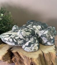 Moss Agate frog carving 360g picture