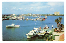 Clearwater Beach Florida Marina and Yacht Basin Vintage Postcard picture