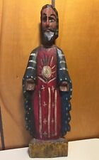 Antique Hand Carved Folk Art Wooden Hand Painted Jesus Christ Figure French picture