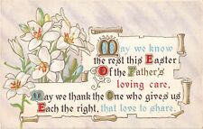 Lovely Lilies by Scroll with Easter Motto on Old Postcard-Series 112 E picture