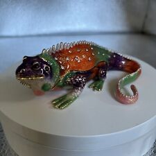 COLORFUL IGUANA TRINKET BOX BY KEREN KOPAL, HARD TO FIND, COLLECTION PIECE picture