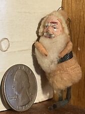 Antique Spun Cotton Stick Leg Paper Mache Santa Claus-Mini-Ornament picture