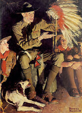 The Campfire Story 22x30 Ltd. Edition Boy Scout Art Print  Norman Rockwell picture