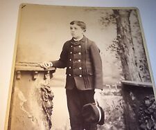 Antique Victorian Handsome Uniformed Boy Fashion & Hat Spencer MA Cabinet Photo picture