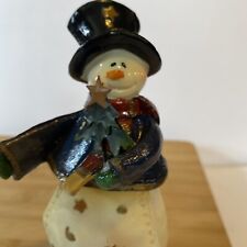 Snowman Figurine Christmas Holiday Resin With Tree Hat JTS International 2003 picture