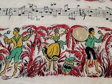 FULL Vintage Feedsack:  Musical Notes And Dancers  picture