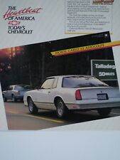 1987 Chevrolet SS Monte Carlo Aerocoupe Vintage White Original Print Ad 8.5x11