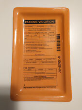 Fishs Eddy Parking Violation Ticket Trinket Orange Plate Vintage Retro 5 x 9 in picture
