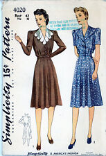Vintage 1940s Simplicity Dress Sewing Pattern - 4020 - Bust 42 - Complete picture