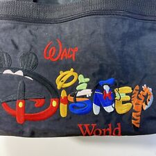 Vintage Walt Disney World Tote Bag Black Embroidered Shoulder Diaper 90s Rare picture