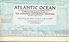 ⫸ 1955-12 Vintage Original Map ATLANTIC OCEAN National Geographic - (586) picture