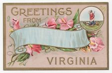Embossed Large Letter Greetings from Virginia 1910s Unposted Postcard picture