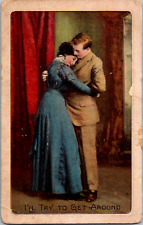 Vintage C. 1907 I'll Try To Get Around Lovers Dancing Embossed Postcard picture
