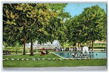 c1940's Children's Wading Pool Highland Park Meridian MS Unposted Trees Postcard picture