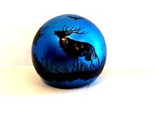 Dated 1977 Orient & Flume etched paperweight Lubomir Richter Elk in Forest-RARE picture