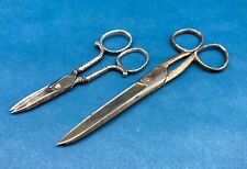 Two pair of antique, textured-handle scissors, Sheffield England                 picture
