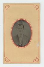 CIRCA 1860'S TINTYPE Paper Framed CDV Hand Tinted ID'd Handsome Man Mustache picture