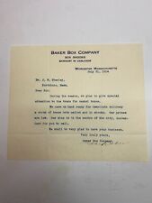 1914 Typed Letter from Baker Box Company - Worcester, MA picture