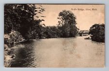 Alma MI-Michigan Wolfs Bridge Antique Vintage c1917 Souvenir Postcard picture