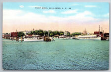 Vintage Postcard SC Charleston Yacht Basin Boats Docks -3968 picture