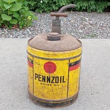Vint. Pennzoil 5 Gallon Metal Motor Oil Can w/ Wood Handle/Nozzle Oil City, Pa. picture
